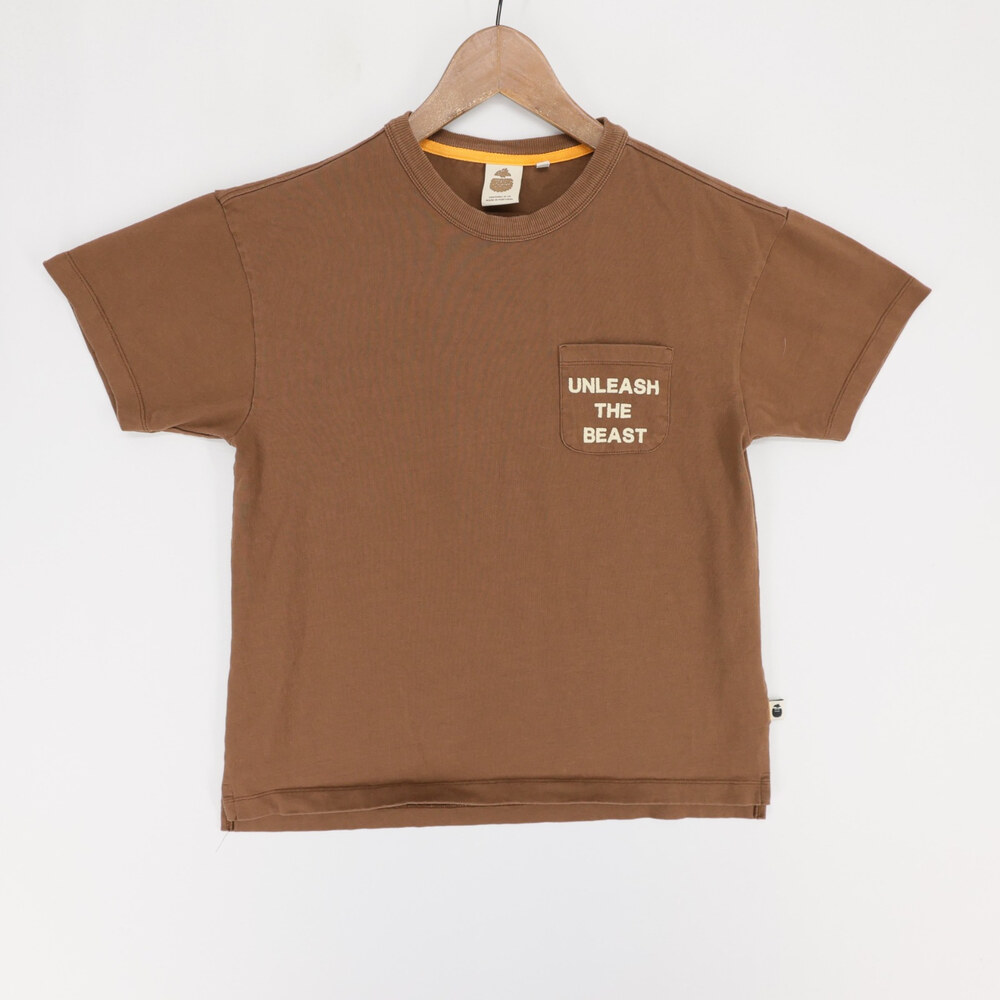 Bigfoot Kick Unleash The Beast T Shirt Mens S Brown Graphic Pocket Back Print